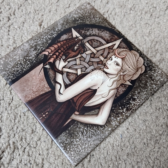 Jessica Galbreth Dragon Witch Ceramic Tile Art /Lanka Wall Tiles - Picture 6 of 9